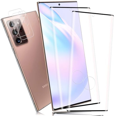 Carantee Verre Trempé pour Samsung Galaxy Note 20 Ultra, 2+2 pièces 9H Dureté Haute Sensibilité protection écran+Caméra Arrière, HD 3D plein écran vitre protection, Sans Bulles Note 20 Ultra Film