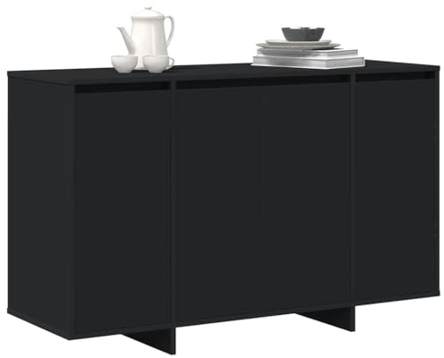 vidaXL Sideboard Black 120 x 41 x 75 cm Engineered wood, Modern Storage Buffet Unit, Rectangular Free-Standing Cabinet, Minimalist Sideboard for Home Living Room Organization