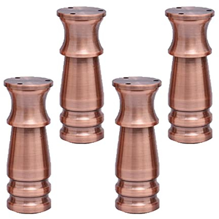 Générique Pieds de Meubles Pieds de Table, Canapé, Meuble, Table Basse, Aluminium avec Vis (10 cm, Cuivre Rétro), 4 Pièces, Hauteur Réglable 8-15 cm