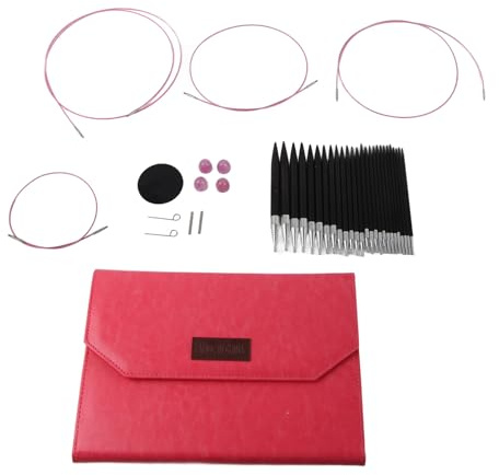 Kreisförmige Stricknadel -Set Edelstahl -Ebenholz 3 bis 10 mm ergonomisches Griff kreisförmiger Nadel mit Aufbewahrungsbeutel für die Stoffverarbeitung