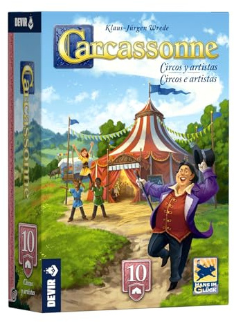 Devir Carcassonne Erweiterung Zirkus und Künstler – Strategisches Brettspiel mit Anhängern, Pyramiden und Meister der Zeremonien für Familien und Fans des Klassikers (BGCARCAPS)
