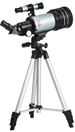 YSJNGF Ultra astronomico, rifrattore 300/70mm Telescopio monoculare Obiettivo HD con Supporto per Telefono Treppiede Regolabile Lente di Barlow 3X Filtro lunare