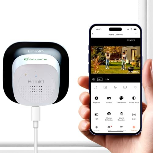 HomiQ W8 3MP Window Security Camera, Dual Band WiFi Indoor Cam | AI Colour Night Vision, Auto-Focus Human Detection, No-Drill Stick-On Mount, 24/7 Recording