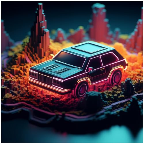 Wallario Memoboard aus Glas mit Motiv, Magnet-Tafel in 50 x 50 cm in Premium Qualität Pixel-Roadtrip