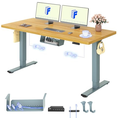 FLEXISPOT Höhenverstellbarer Schreibtisch elektrisch, Doppelmotor 160x80 cm | 25 mm einteilige Tischplatte, Kabelmanagement & Memory-Funktion,ergonomischer Büro-&Computertisch,elektrisch höhenverstellbar