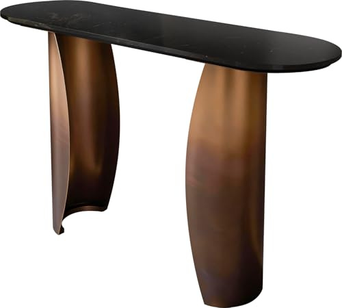 DELIFE Konsolentisch Solena Marmor Schwarz Silber 135x40 cm Metall Gold Ombre