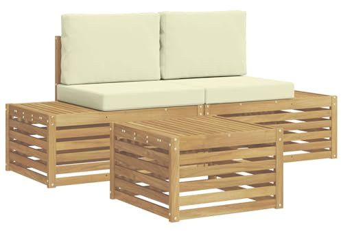 vidaXL Outdoor-Sofagarnitur mit Kissen Weiß 59 x 59 x 37 cm Polyester, Garten-Sofaecke, stylisches Outdoor-Möbel, strapazierfähiges Lounge-Set für die Terrasse, bequemes Sitzen