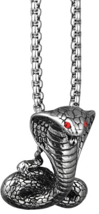 pendant necklace，Retro Gothic Red Cobra Venom Pendant Necklace Men Punk Style Cool Jewelry Hip Hop Rock Trendy Party Gift