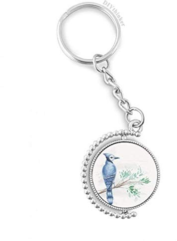 DIYthinker AST Blatt Blau Parrot Drehbare Schlüsselanhänger Ringe 1.2 Zoll x 3.5 Zoll Mehrfarbig