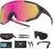 X-TIGER Radbrille Polarized Sonnenbrille Tr90 Superlight Frame mit 3 oder 5 Wechselgläsern UV400-Schutz für Herren und Damen,zum Radfahren Skifahren Autofahren Fischen Laufen Wandern Sport (Jpc05-3)
