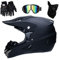 Motocross Helm Matte Schwarz, Herren Crosshelm mit Brillen Maske Handschuhe (4Pcs), Adult Motorrad Sports Damen Männer Enduro Downhill Helm ATV MTB Quad Motorräder Off-Road-Motorrad-Helm,Xl(58~59cm)