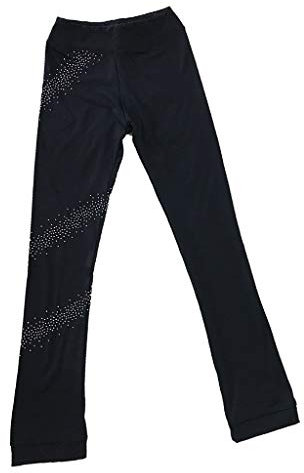 Perfeclan Schlittschuhhose Atmungsaktive Eiskunstlauf Strumpfhose Leggings Mädchen Rollschuh Skating Eislauf Strumpfhose Eiskunstlauf Leggings für Kinder und Erwachsene, mit Kristall, 140cm