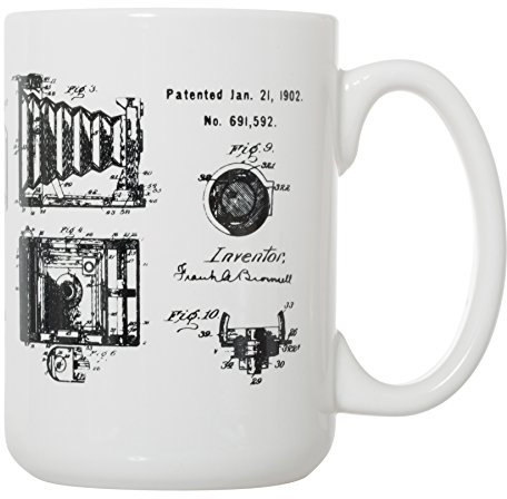 Großer Becher mit Fotokamera-Patentmuster, 425 ml