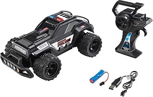 Revell Control 24455 RC Car Highway Police, GHz-Fernsteuerung, LED-Blaulichtbalken, Fahr-Akku, große Reifen, 28 cm ferngesteuertes Auto, schwarz