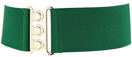 FASHIONGEN - Damen Breiter elastische gürtel, GLORIA - Grün (Goldenschnalle), XL / 44 bis 46