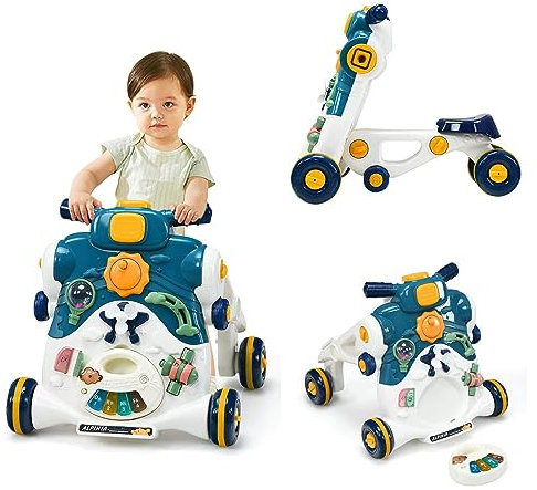 DREAMADE 3 in 1 Lauflernhilfe mit Musik & Licht, Lauflernwagen mit rutschfesten Rädern & verstellbarer Geschwindigkeit, Gehhilfe Baby ab 6 Monaten, Laufrad Kinder