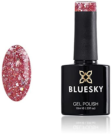 Bluesky Gel Polish GLITTER DIAMOND RANGE BLZ CHOOSE YOUR COLOR GLITTER GEL UV LED Soak Off 10ml (BLZ 38 Pink Champagne Glitter)