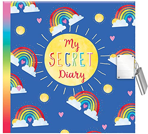 My Secret Diary Blue Rainbow Design Padlock & Keys Secret Hardback Journal