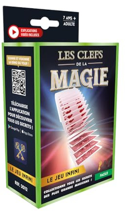 Les Clefs de la Magie Tour de Magie : Le Jeu Infini avec Cartes Truquées – Kit Magie Enfant & Adulte – Cadeau Noël Anniversaire – Apprentissage Mentalisme Facile – Collection