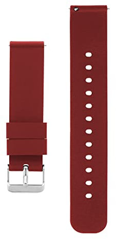cobee Bracelets de montre en silicone, Sangles de rechange en caoutchouc souple imperméables à dégagement rapide avec boucle en acier inoxydable plaqué argent(22mm-vert armée) (20mm-Vin Rouge)