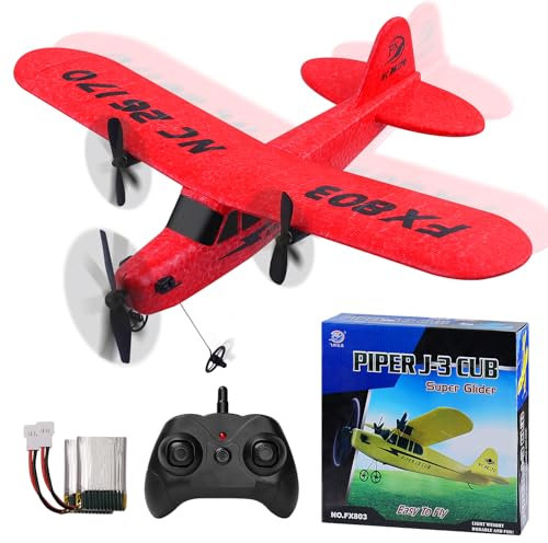 yusvwkj Avion RC FX803 EPP RC prêt à voler, 2,4 GHz 2 canaux télécommandés avion RC Glider, télécommande pour enfants/adultes/débutants, rouge