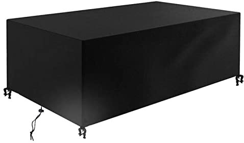 Gartenmöbel Abdeckung Abdeckplane Gartenmöbel 420D Oxford Wasserdicht Winddicht UV-beständig Schutzhülle Terrasse Sitzgruppe Abdeckungen für Gartenmöbel Sets Tische und Stühle 280x160x70cm Schwarz