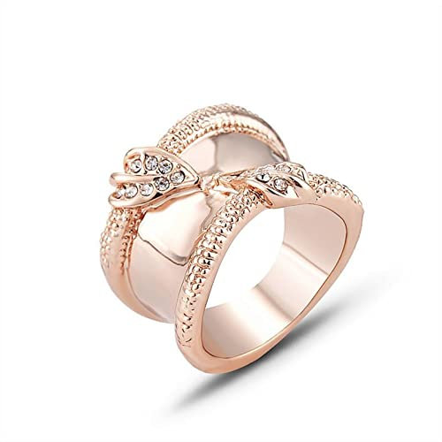 Star.W Wide-Faced Blatt rosévergoldeter Diamantring Ring Hipster übertrieben