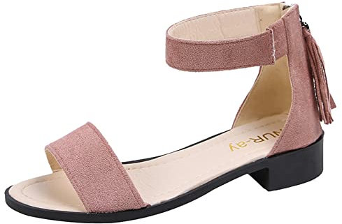 PAIDAXING Bottes Pluie Aigle Mesdames mode couleur unie en daim bout ouvert fermeture à glissière arrière talon bas sandales romaines simples Femmes Cuissardes Plates