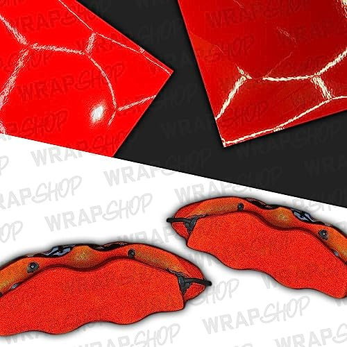 WRAPSHOP PREMIUM Reflective Brake Caliper, Self-Adhesive, Vinyl Wrap Kit (RED)