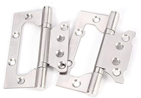 Stainless Steel Flush Hinges, 2 Pcs Small Flush Doors Hinges with Screws, Smooth and Silent Movement, Ideal for Bedroom Wardrobe, Kitchen Cabinets, Internal Doors