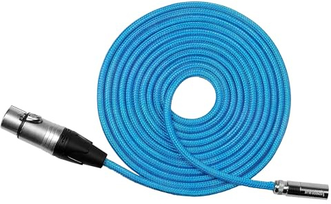 KONDOR BLUE | 10' Mini XLR to XLR Cable for BMPCC 6K Pro/C70 Camera | Nylon Braided, & Ultra-Durable with Reinforced Connectors | Blue