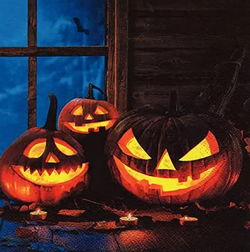 20 Servietten Gruselige Kürbisfamilie | Kürbis | Halloween | Herbst | Tischdekoration | Decoupage | Serviettentechnik 33x33cm