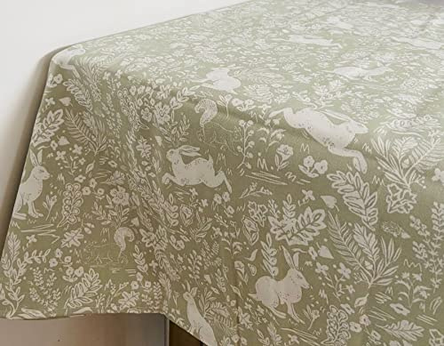 Forest Life Animals 100% Cotton Table Cloth 132cm Round William Morris Gallery in Green