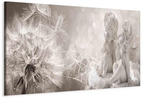 murando - Quadro Soffione Angelo 150x50 cm 1 Pezzo Stampa su Tela Strutturata XXL Quadri Moderni Murale Arte Moderno Grafica Decorazioni da Parete Pittura Immagini Fiori Natura grigio b-A-0348-b-a