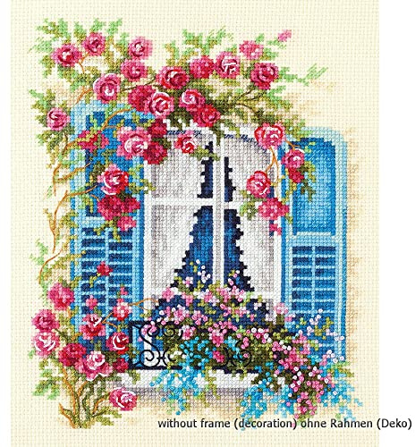 Magic Needle 74-01 ZW Blühendes Fenster Kreuzstichset mit Zählmuster Zweigart Edition, Baumwolle, multifarbig, 16x21cm