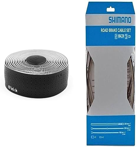 FizikFizik Tempo Bar tape Microtex Classic,Black,2mm & SHIMANO Race Road Brake Cable Set, BlackShimano (SHNO5)