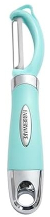 Farberware Pro2 Euro Vegetable Peeler with Ergonomic Handle, Razor-Sharp Stainless Steel Swivel Blade, Dishwasher Safe - Aqua Sky, Peelers for Kitchen Use on Potatoes, Fruits, and More