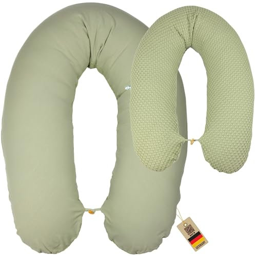 sei Design XXL Stillkissen Mikroperlen 190x30 Schwangerschaftskissen Seitenschläferkissen Baby Komfortkissen Erwachsene ist ergonomisch grün