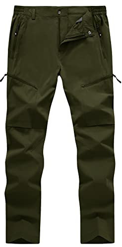 donhobo Herren Outdoorhose Wanderhose Leicht Schnelltrocknend Wasserdicht Stretch Trekkinghose Campinghose Funktionshose Freizeit Kletterhose, Armeegrün, 38