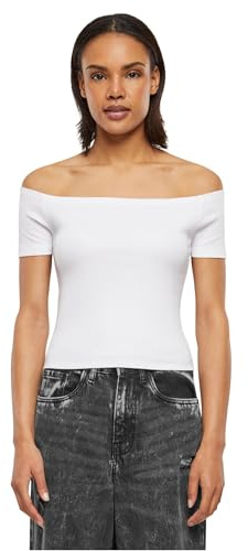 Urban Classics Women's Ladies Organic Off Shoulder Rib Tee T-Shirt, White, XXXL