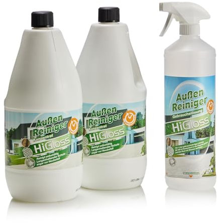 HiGloss Außenreiniger mit Langzeitwirkung Special Edition 2er Set Effektive Reinigung, kraftvoll gegen Schmutz für alle Outdoor-Oberflächen von Stein über Holz bis zu Fassaden