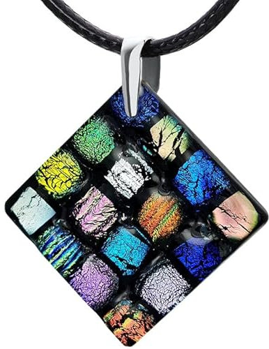 miyou - Murano Glas Halskette – Venezianische Glaskette - Kette mit Anhänger – 925er Silber – Handgefertigter Schmuck - Murrina Raute 2