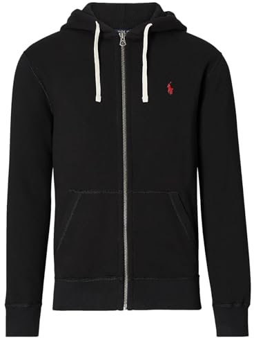 Polo Ralph Lauren Herren-Kapuzenpullover aus Fleece mit Reißverschluss, Ralph Lauren Black, Medium