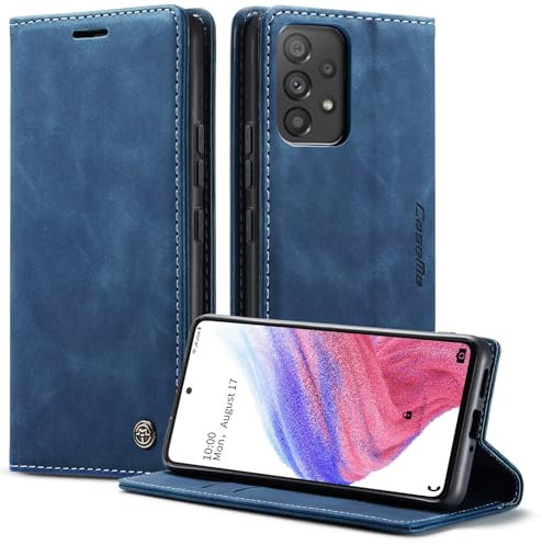 Phernykas Funda para Samsung Galaxy A53 5G Case, Cuero PU Carcasa, Magnético Carcasa Funda Móvil Billetera Cuero Funda con Tapa Libro Caso Soporte Plegable, Cáscaras para Samsung A53 Fundas, Azul