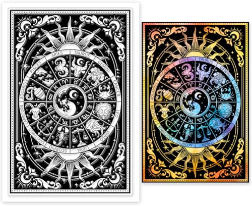 GLOBLELAND 12 Tierkreis Sternzeichen Silikonstempel Astrologie Transparente Stempel Tarot Karten Klare Stamps Für Karten Herstellung DIY Scrapbooking Basteln