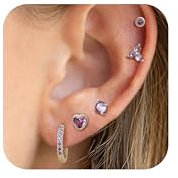 JeweBella 5 Paia Orecchini Donna Argento Anallergici Orecchini Cerchio Set Orecchini Donna Argento 925 Ago Rosa/Fucsia/Blu/Verdi Zircone Cuore Orecchini Donna Bambina Set di Orecchini