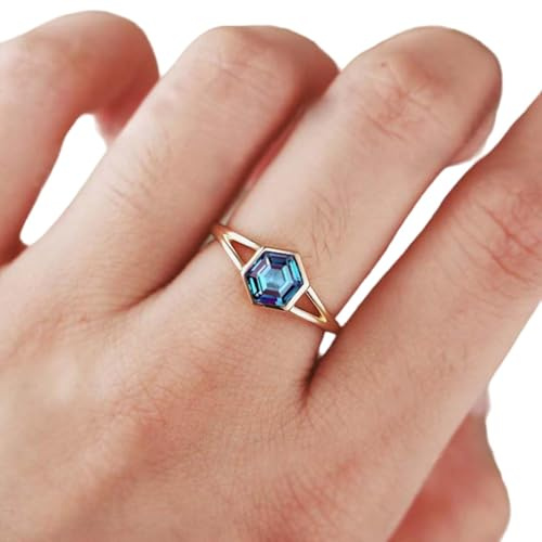 handgefertigter Schmuck für Frauen und Mädchen, beste Geschenkideen, eleganter Designer-Bandring, mehrfarbiger Alexandrit-Ring, stapelbarer Boho-Ring, Geburtsstein-Ringe für Juni