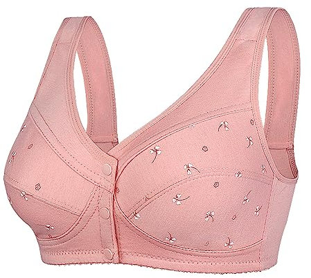SDERG Pink Sports Bra, Front Fastening, Full Coverage, Wire Free, High Support, High Impact Sports Bra, XXL (Consider Buying One Size Larger), Pink