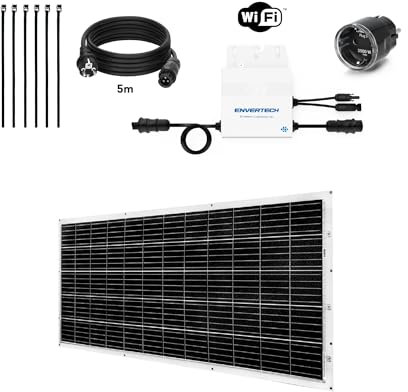 TORNASOL®️ Kit solar autoinstalable 300W, panel solar monocristalino ultraligero flexible, x1 panel solar ultraligero de 310W-1000V, protección IP68, conexión schuko|cable MC4, recomendado para balcón