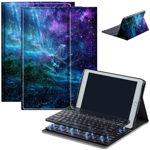 Keyboard Case for Amazon Kindle Fire HD 8/HD 8 Plus(2020 Release, 10th & 2022 Release, 12th), Detachable Wireless Bluetooth Keyboard and Auto Sleep/Wake Fire HD8 Case Keyboard, Purple Sky